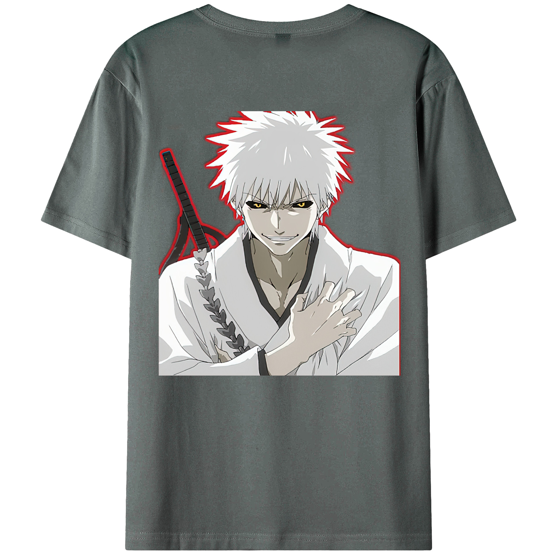 （画像用） ブリーチ 黒崎一護（くろさき いちご）BLEACH Kurosaki Ichigo 綿100％ メンズ半袖Tシャツ（バックプリント） 通気性